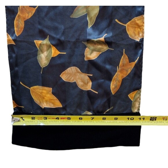 Fall Sheer Scarf Neckerchief Wrap Table Runner Blue Brown Leaves Velvet Edge SEE - Picture 5 of 6